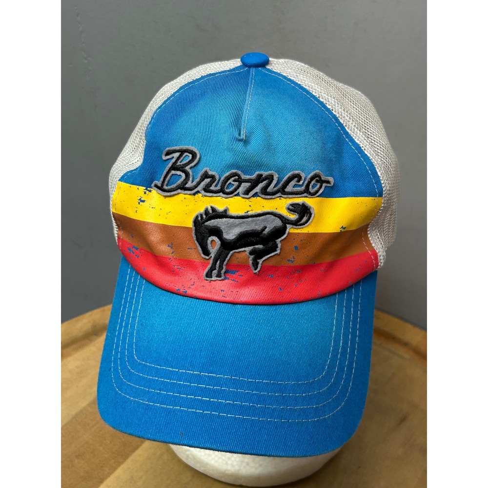 Ford Trucker Hat OSFM‎ Blue Bronco Retro Sunset Stripe Snapback PRM19619
